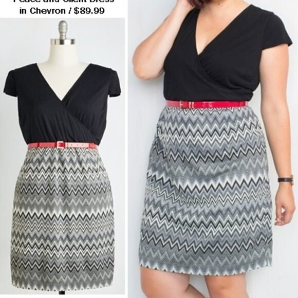 Modcloth Peace and Client Dress in Chevron - Picture 1 of 9